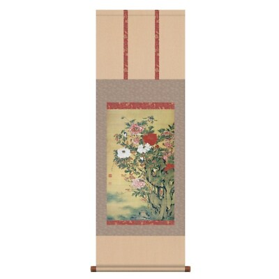 #ad Hanging Scroll Of The Zodiac With Animals And Plants Phoenix Crane Rooster $174.70