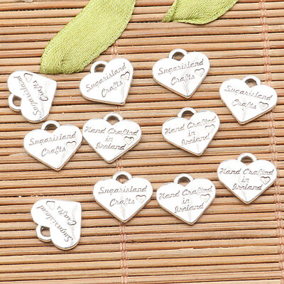#ad 30pcs tibetan silver color heart shaped lettering charms H3596 $1.49