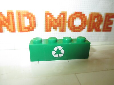 #ad Lego 1x Brick 1x4 Green Recycling Arrows Pattern 60118 3010pb192 EUR 1.40
