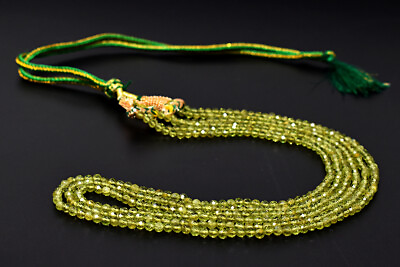 #ad 155 Cts Natural 3 Strand Peridot Round Shape Faceted Beads Necklace JK 25E294 $75.00
