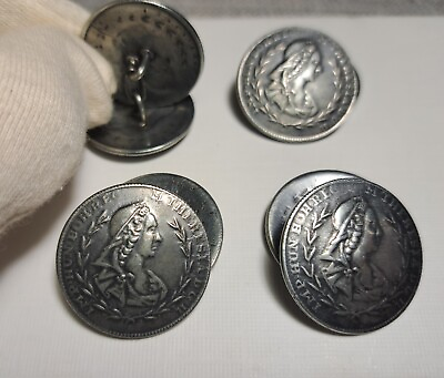 #ad Vintage 4 Buttons Maria Therese Empress of Austria Fantasy Coin Buttons Cufflink $30.50