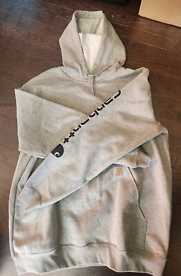 #ad Carhartt Hooded Pullover Sweatshirt Hoodie Heather Gray Men’s Size Large $23.99