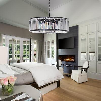 #ad 24quot;Modern Black Chandelier Crystal Ceiling Fixture Hanging Chain Pendant Lamps $195.07