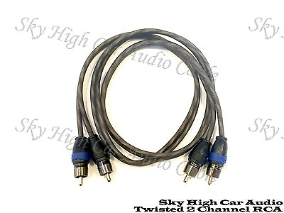 #ad Sky High Car Audio 2 Channel Twisted 1.5 ft RCA Cables Coated 1.5#x27; OFC 1 1 2 $9.95