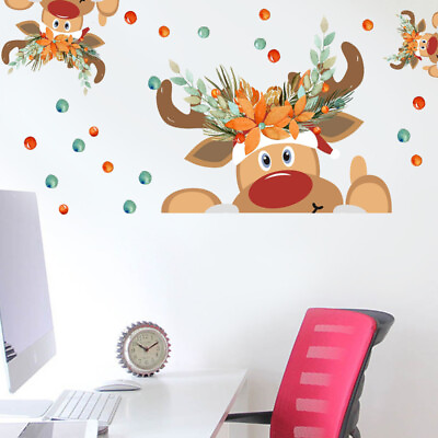 #ad Christmas Mural Wall Kids Room Decorative DIY Elk Stickers $10.38