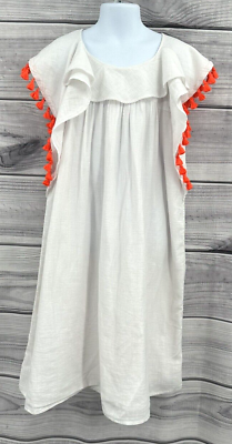 #ad CREWCUTS BY J CREW WHITE GAUZE SUNDRESS FLUTTER SLEEVE WITH TASSELS Girls 12 $14.10