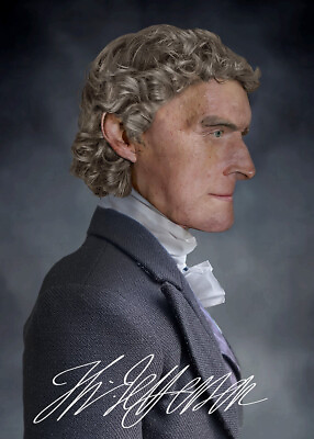 #ad Real Profile Face of Thomas Jefferson life mask print signed w COA Digital Yarbs $22.50