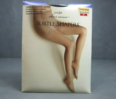 #ad JC Penny Subtle Shapers Sheer Caress Pantyhose Size Queen Short Black Velvet $24.95