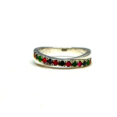 #ad Natural Tourmaline Ring in 925 Sterling Silver Multicolor Stone Ring for Women $50.00