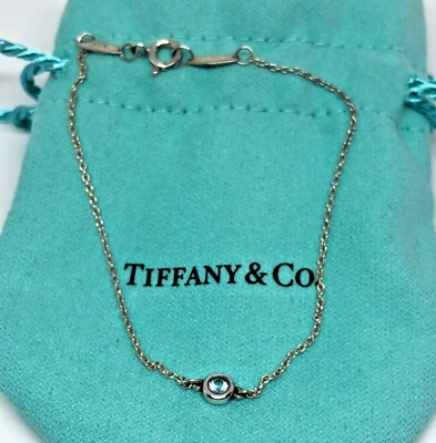 #ad Tiffany amp; Co. Elsa Peretti Sterling Silver Aquamarine Color By Yard Bracelet 7.5 $219.99