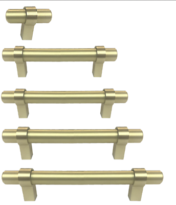 #ad T Bar Pull Handle Knob Matte Gold Brass Drawer Cabinet Kitchen Hardware 14mm $222.27