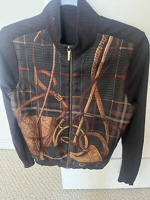 #ad Ralph Lauren Women#x27;s Sweater top brown Equestrian zip front $37.99