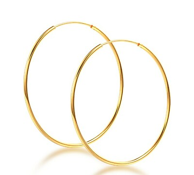 #ad 18K Gold Polished Endless Hinged Hoop 2 mm Tube Earrings $9.99