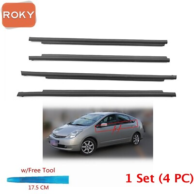 #ad 4PCS w Tool For Prius 2004 2009 Black Window Weatherstrip Sweep Felt Belt Outer $31.98