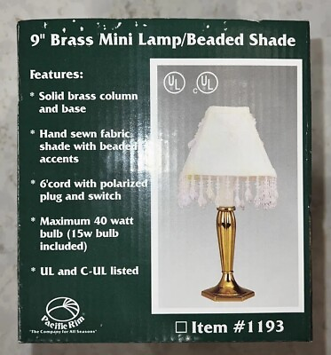 #ad #ad Pacific Rim 9 Inch Mini Lamp Beaded Shade Solid Brass Base Plug In Electric New $9.99