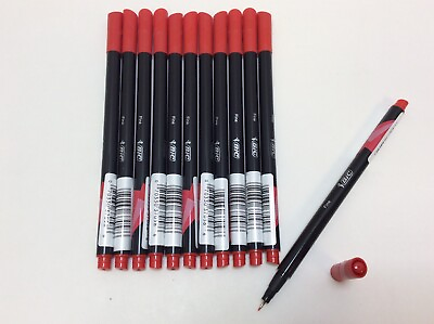 #ad Bic Intensity 0.4 mm Fine Point Writing Felt Tip Pens Red Pack of 12 $7.99