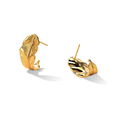 #ad Jewelry Wholesale 18K Gold Plated 925 Sterling Silver Leaf Stud Earrings ED1058 $3.91