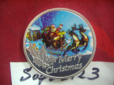 #ad Santa amp; Reindeer North Pole Merry Christmas With St Nick Silver Plated Coin $5.39