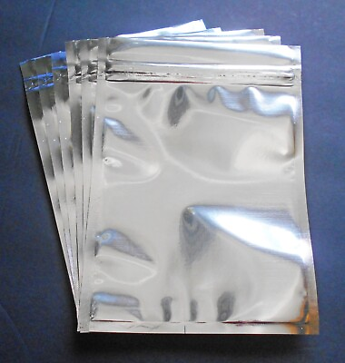 #ad 100 Pack Silver Zipper Mylar Bags 5quot;x7quot; Fresh Airtight Pouch Storage Saver Bag $24.99