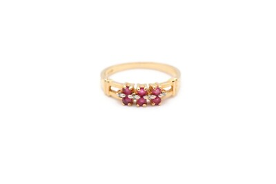 #ad 10k Yellow Gold Ruby Diamond Ring Size 6.25 $279.99