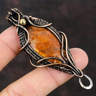 #ad Moroccan Seam Agate Jewelry Copper Gift For Mum Wire Wrapped Pendant 3.07quot; $20.70