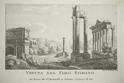 #ad GRAVURE MINIATURE PAYSAGE ARCHITECTURE FORUM ROMAIN ANTIQUE ROME ITALIE 1830 EUR 18.00
