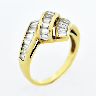#ad 14k Yellow Gold Swirl CZ Ring Size 8.5 $258.39