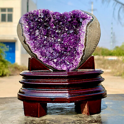 #ad 1.38LB Natural heart shaped Amethyst gem quartz cluster crystal sample $385.00