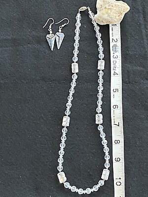#ad Clear quartz 10quot; Vintage necklace amp; Earrings Beautiful Set $28.00