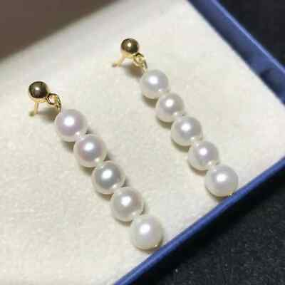 #ad Surprising AAA 5 6mm real natural south sea white pearl earrings 14K filled gold $29.99