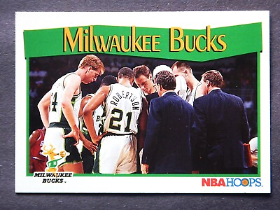 #ad Bucks Team #288 NBA Hoops 1991 Basketball Card Milwaukee Bucks LN $2.19