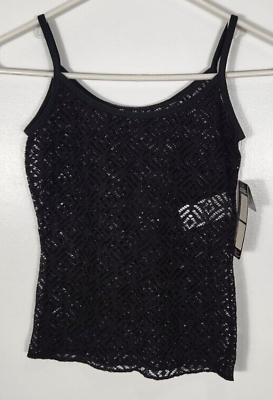 #ad Danskin Platinum Women’s Size Small 4 6 Black Open Weave Camisole NWT $12.99
