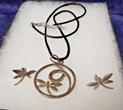 #ad Beautiful Sterling Silver Dragonfly Necklace and Earrings Set $26.99