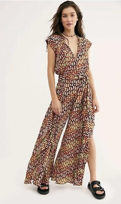 #ad Free People One Womens Sahara Jumpsuit Size Large FF $56.24