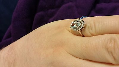 #ad Spectacular 14K White Gold Aquamarine Ring with Diamonds Marquise $395.00