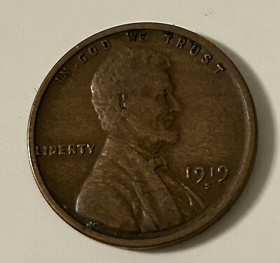 #ad 1919 S Lincoln Wheat Penny AG G $2.10