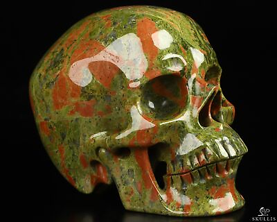 #ad 5.0quot; Pink amp; Green Unakite Hand Carved Crystal Skull Super Realistic Healing $359.00