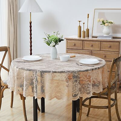 #ad Beautiful Round Lace Tablecloth with Elegant Scalloped Bottom for Any Special... $30.16