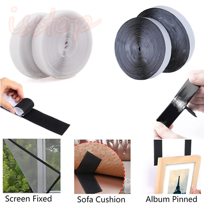 #ad #ad 16.4FT Self Adhesive Stick Tape Hook amp; Loop Sticky Back Strips Fastener Roll US $8.04