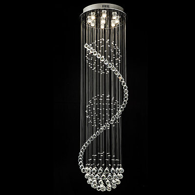 #ad 9 Light Luxury Foyer Chandelier Spiral Staircase K9 Crystal Raindrop Chandelier $115.71
