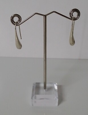 #ad Droplet Earrings 925 artisan sculptural organic elongated drop solid teardrop $24.95