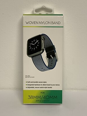 #ad NEW Woven Nylon Watch BAND ONLY for Apple Watch 38MM 40MM Blue New in Box $13.00