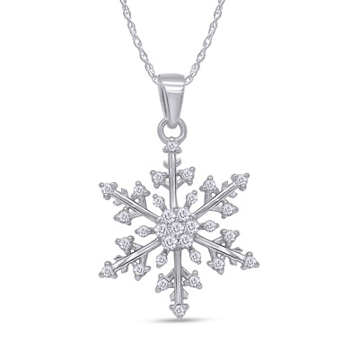 #ad Round White Real Diamond Snowflake Pendant 10K Gold 0.25Ct $344.79