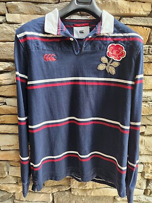 #ad England 1871 LS Stripe Loop Collar Rugby Jersey long sleeve Men#x27;s XL $22.00