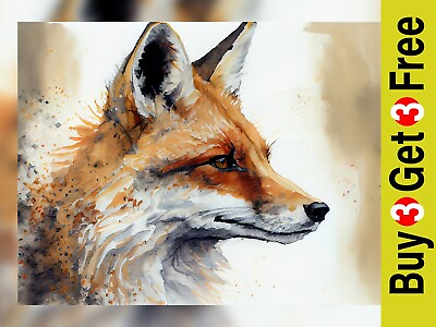 #ad Portrait of a fox print of watercolour painting artwork for home 5quot; x 7quot; GBP 4.99