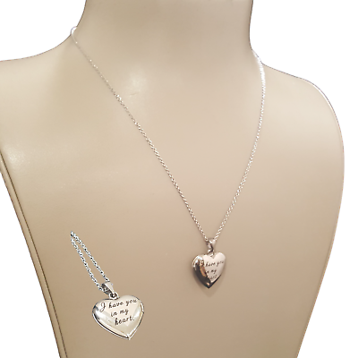 #ad GORGEOUS STAINLESS STEEL HEART LOCKET NECKLACE NWOT $15.99
