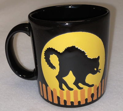#ad Waechtersbach Halloween Black Cat Full Moon Bat Coffee Tea Mug Cup W Germany $22.49