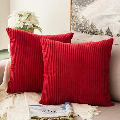 #ad Decorative Throw Pillow Covers Pack of 2 Corduroy Soft Soild Pillow Cases Squ... $16.58
