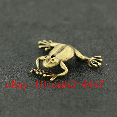 #ad Chinese Handmade Copper Brass Frog Small Fengshui Statue Ornament $21.60