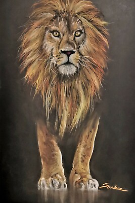 #ad Lion Poster Painting King of Jungle Giclee Art African Animal Wildlife 12X18 $55.00